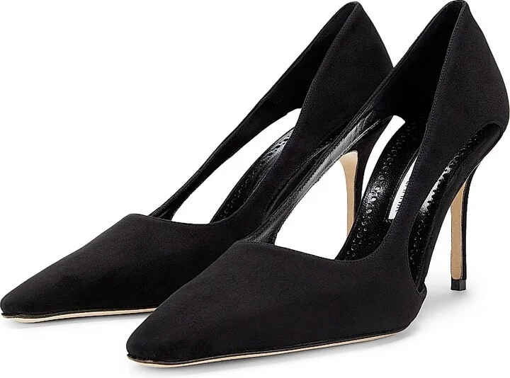 Women's Suede Cut-Out Pumps - Black - Size 7.5 - Image 2