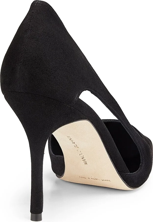 Women's Suede Cut-Out Pumps - Black - Size 7.5 - Image 3