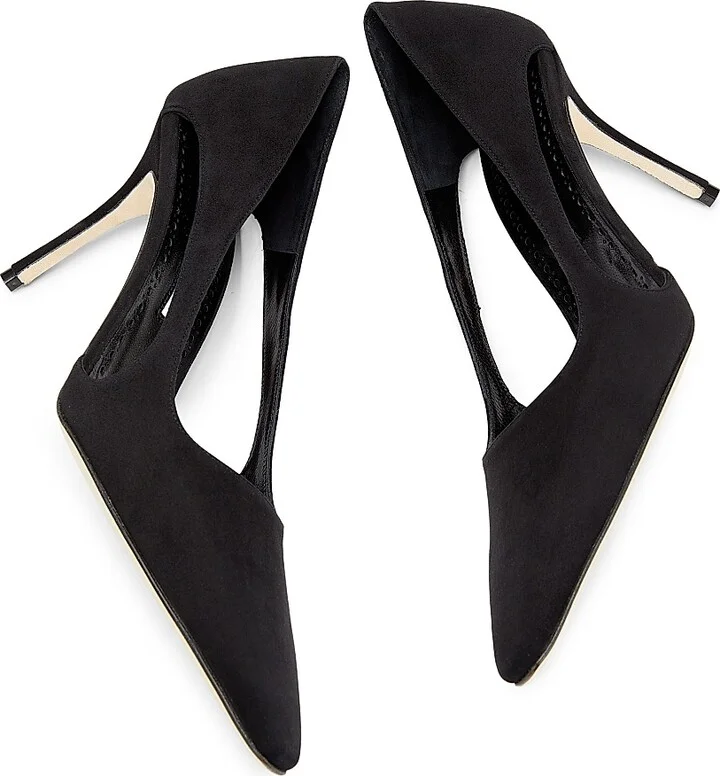 Women's Suede Cut-Out Pumps - Black - Size 7.5 - Image 5