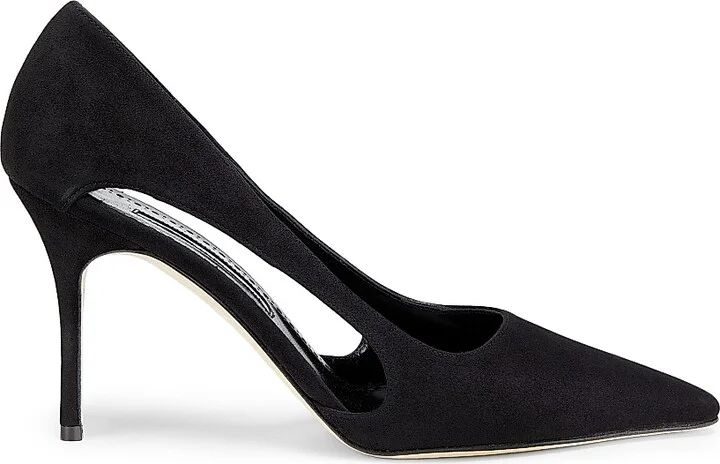 Women's Suede Cut-Out Pumps - Black - Size 7.5 - Image 6