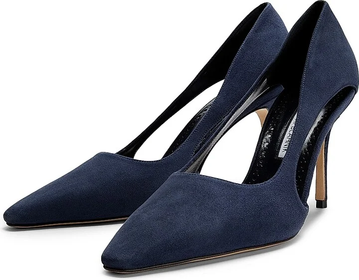 Women's Suede Cut-Out Pumps - Black - Size 7.5 - Image 7