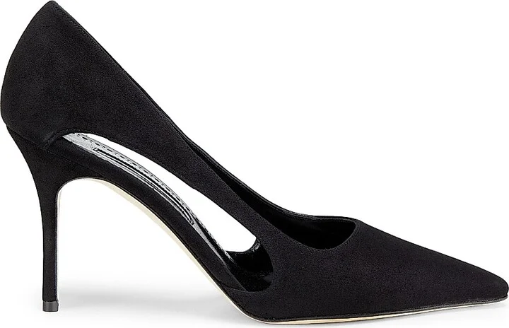 Women's Suede Cut-Out Pumps - Black - Size 7.5