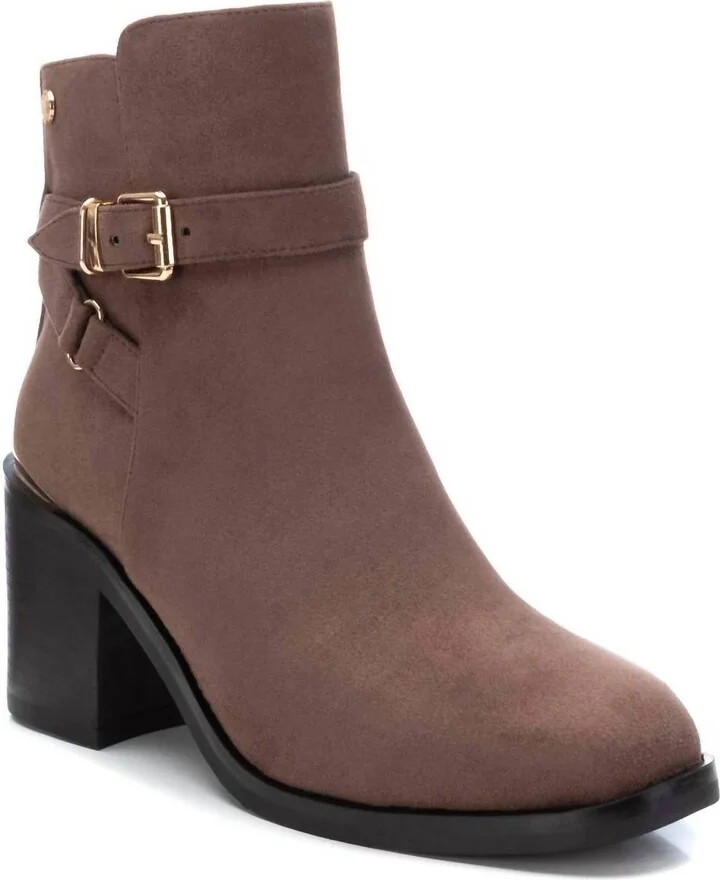 Women's Suede Dress Booties In Taupe