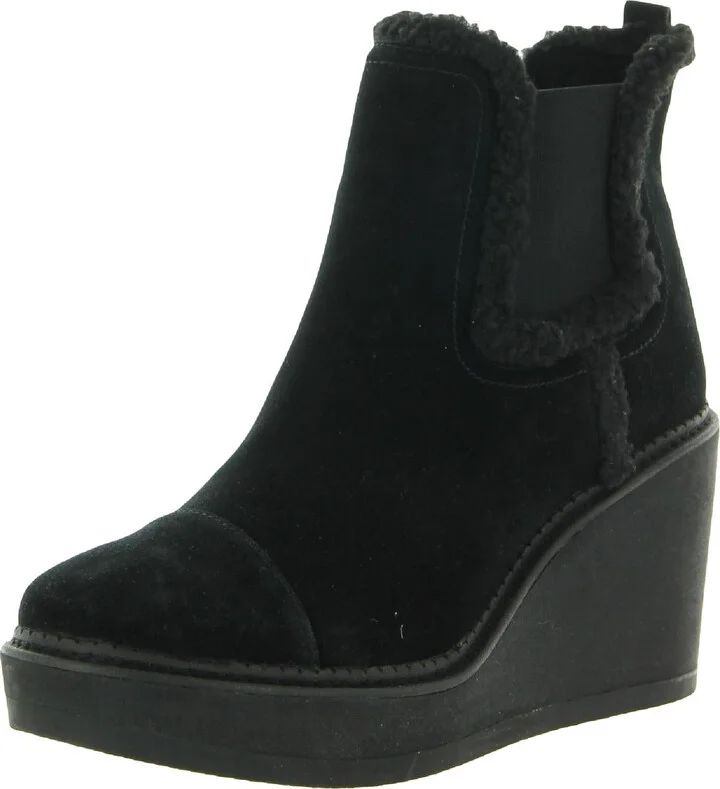 Womens Suede Faux Fur lined Ankle Boots