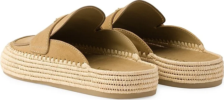 Women's Suede Flatform Mules - Beige Khaki - Size 7 - Image 3