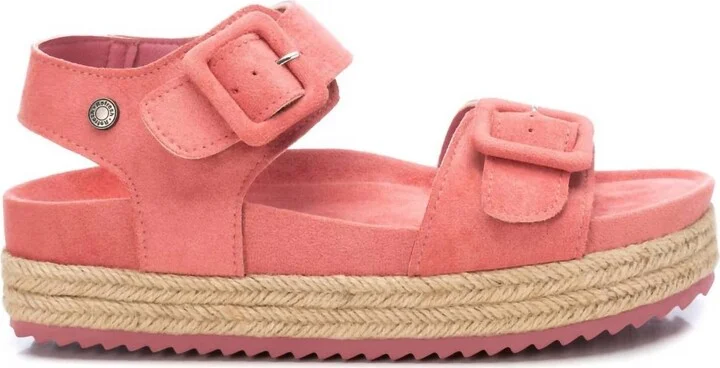 Women's Suede Flatform Sandals In Light/pastel Red