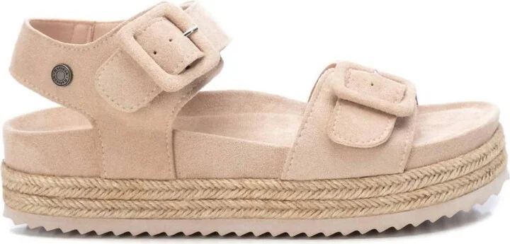 Women's Suede Flatform Sandals In Medium Beige