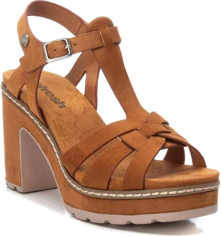 Women's Suede Heeled Platform Sandals By Xti - Image 5