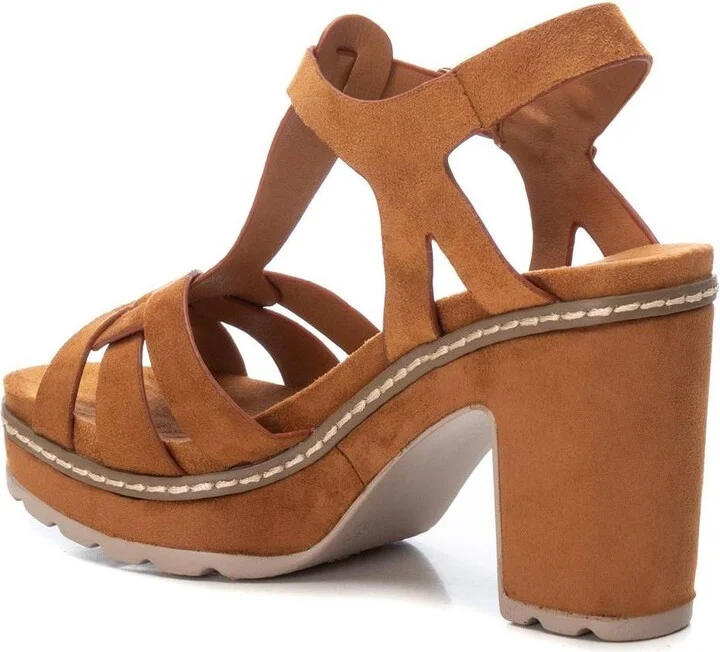 Women's Suede Heeled Platform Sandals By Xti - Image 6