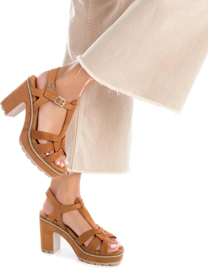 Women's Suede Heeled Platform Sandals By Xti - Image 7