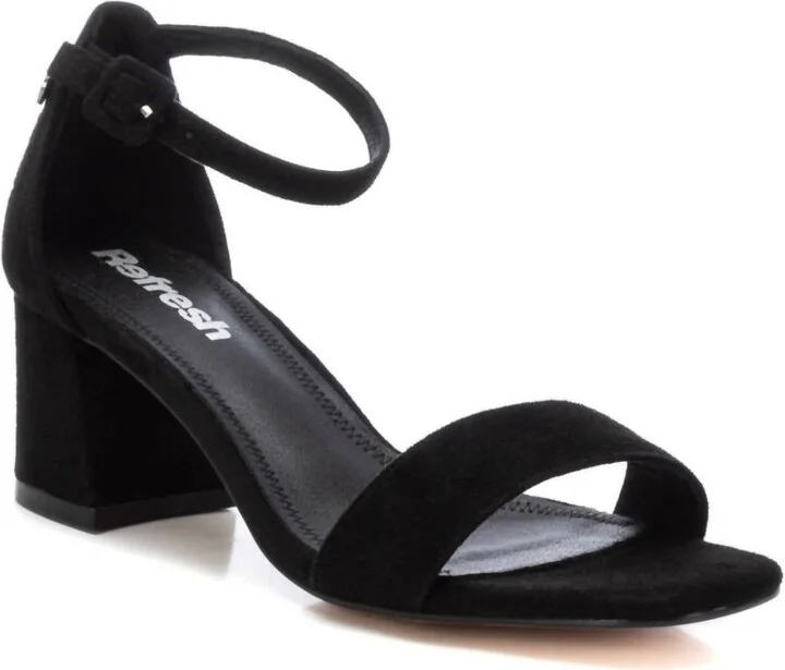 Women's Suede Heeled Sandals In Black