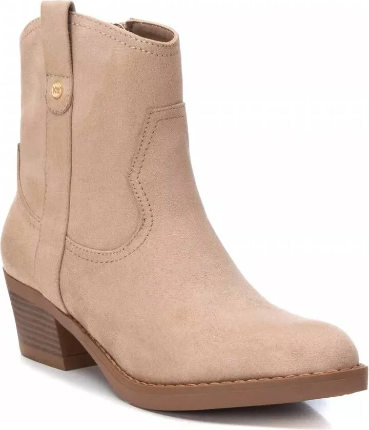 Women's Suede Italian Western Boots In Beige/khaki