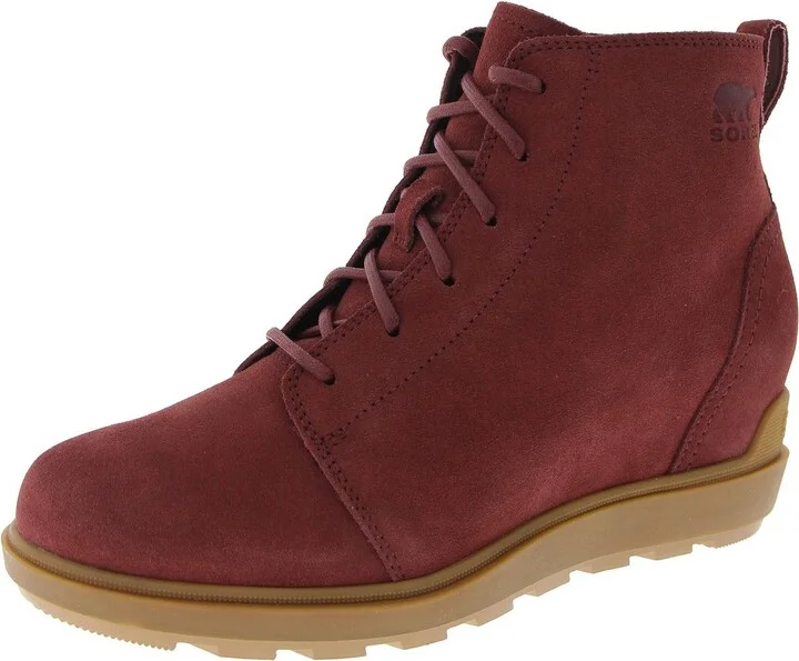 Womens Suede Lace-Up Booties