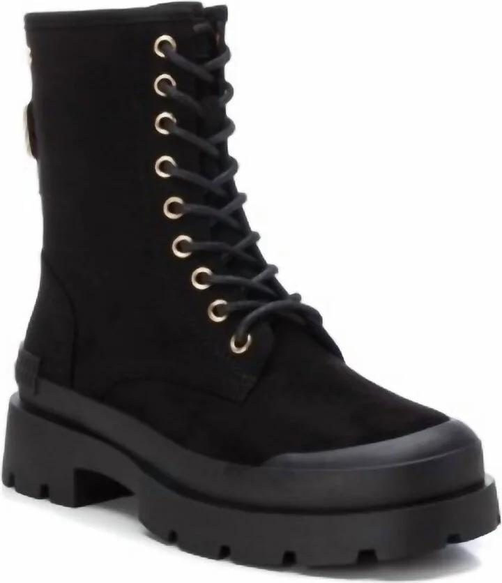Women's Suede Lace-Up Booties In Black