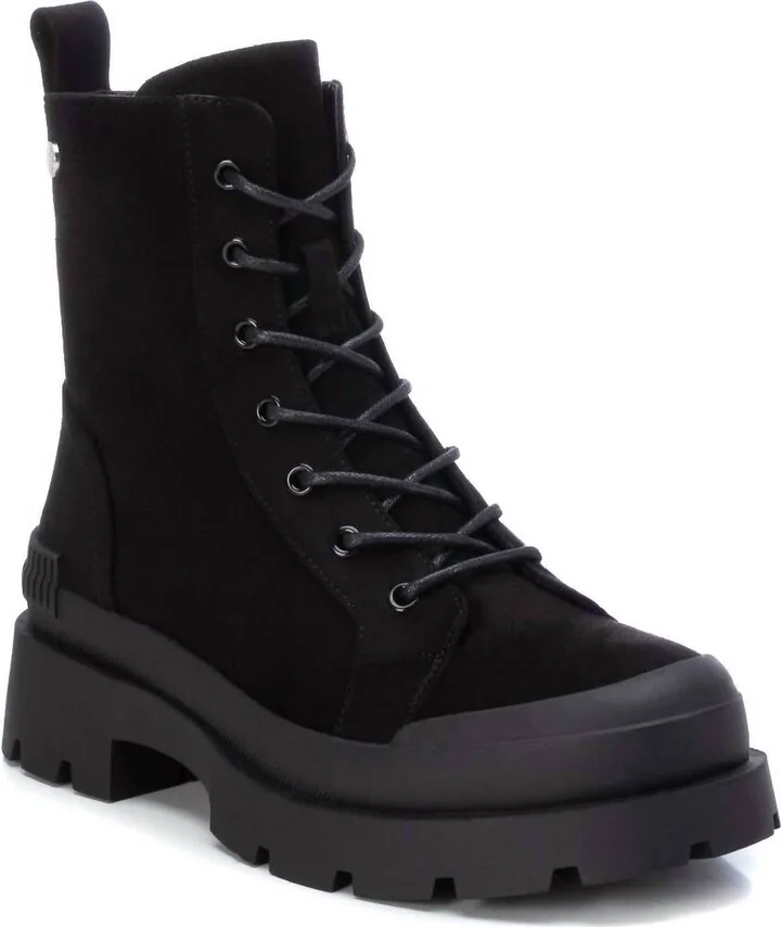 Women's Suede Lace-Up Booties In Black