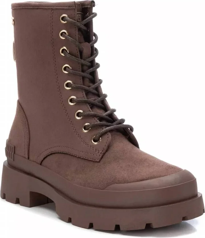 Women's Suede Lace-Up Booties In Brown