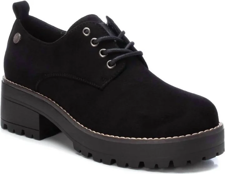 Women's Suede Lace-Up Oxfords In Black