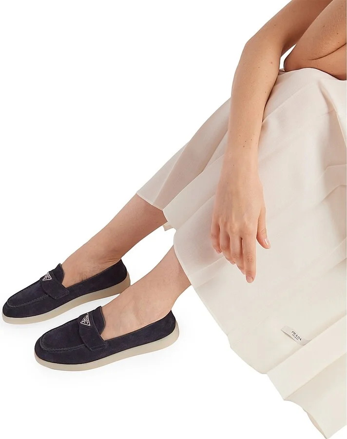 Women's Suede Leather Loafers - Blue - Size 6 - Image 2
