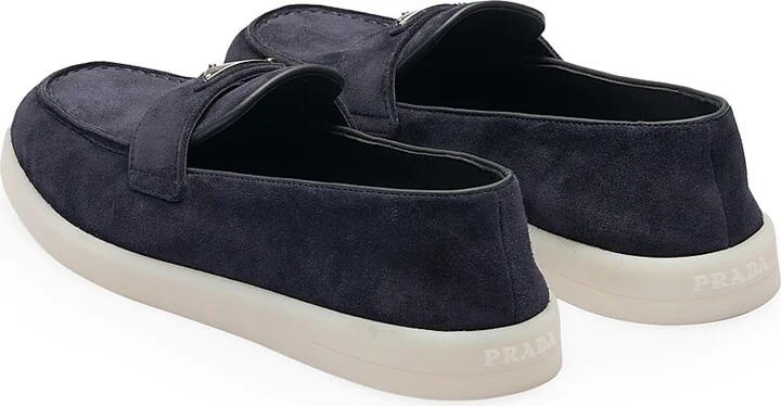Women's Suede Leather Loafers - Blue - Size 6 - Image 4