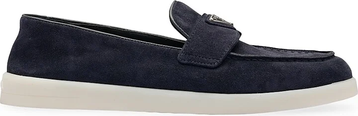 Women's Suede Leather Loafers - Blue - Size 6