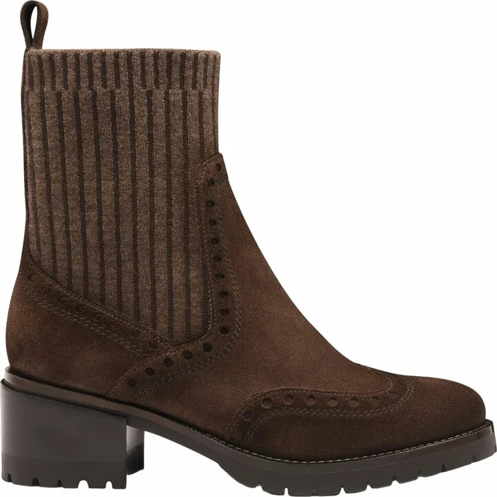 Women's suede low-heel ankle boot