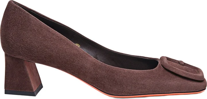 Women's suede low-heel pump