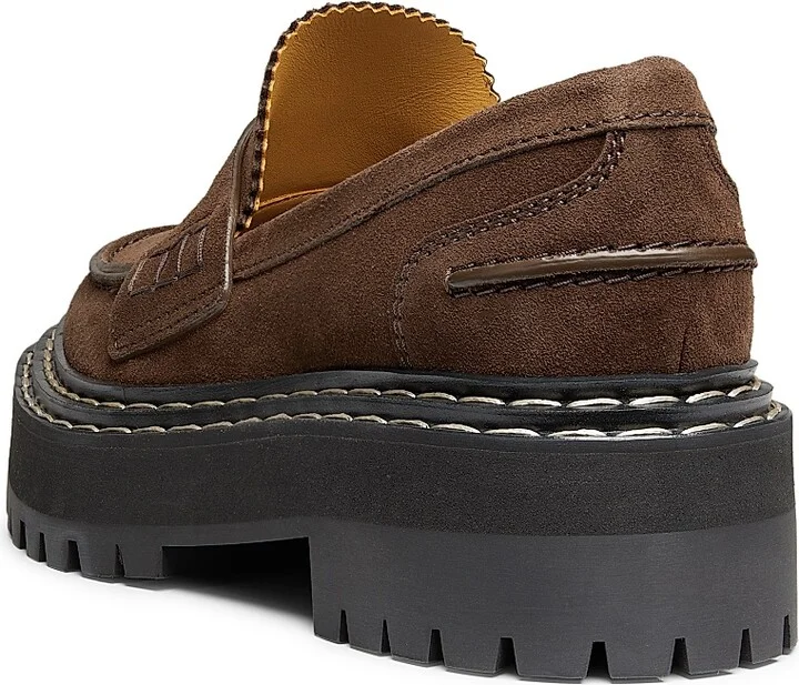 Women's Suede Lug-Sole Penny Loafers - Espresso - Size 7 - Image 3