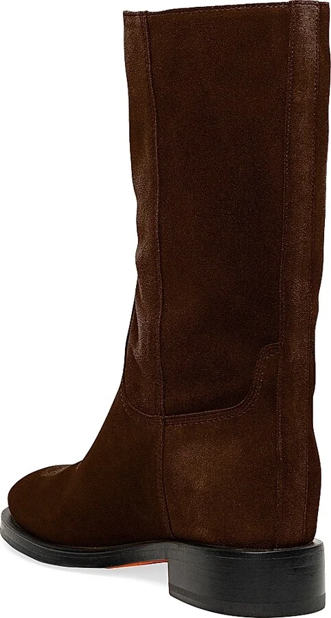 Women's Suede Mid Calf Boots - Dark Brown - Size 4.5 - Image 3