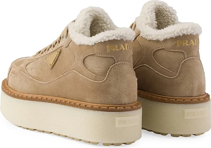 Women's Suede Mid-Top Sneakers - Beige Khaki - Size 4.5 - Image 4