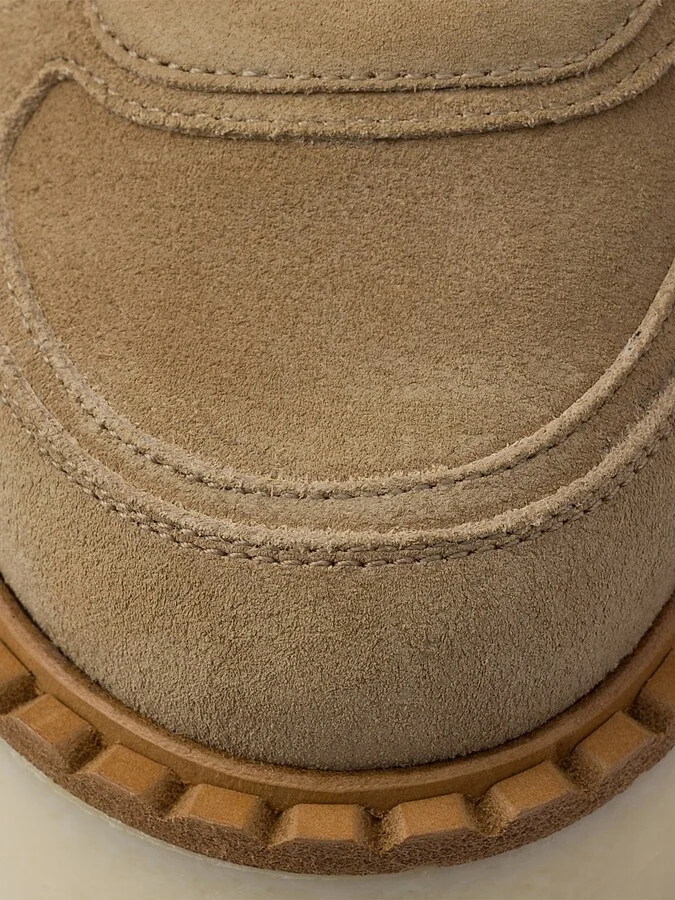Women's Suede Mid-Top Sneakers - Beige Khaki - Size 4.5 - Image 5