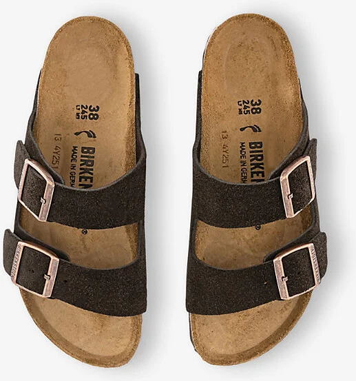 Womens Suede Mocca Arizona Two-Strap Leather Sandals Eur 41 / 8 Uk Women - Image 2