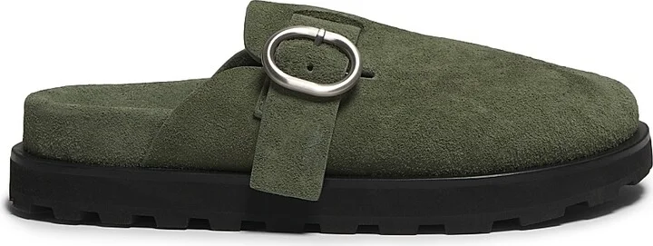 Women's Suede Mule Clogs - Slate Green - Size 6