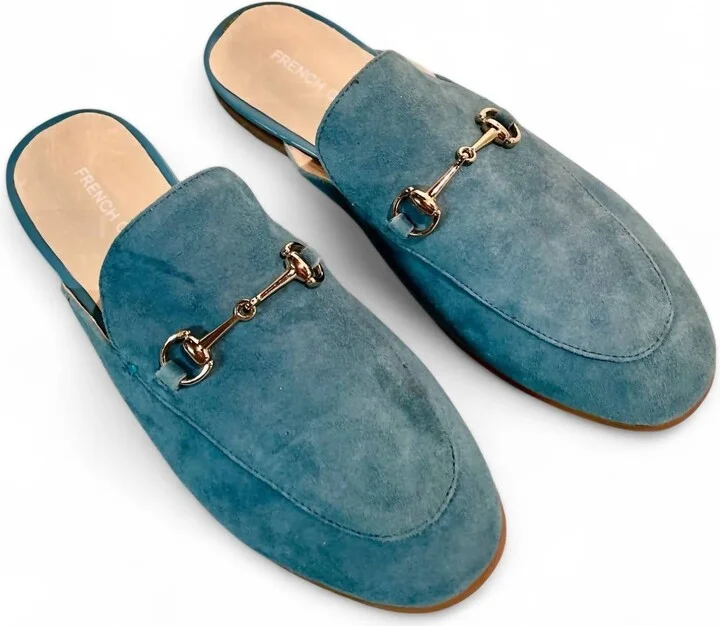Women's Suede Mules In Teal