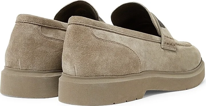 Women's Suede Penny Loafers - Beige - Size 6 - Image 3