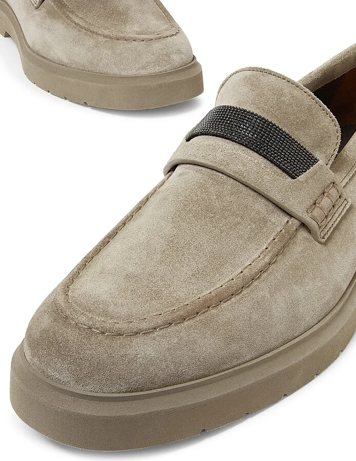 Women's Suede Penny Loafers - Beige - Size 6 - Image 6