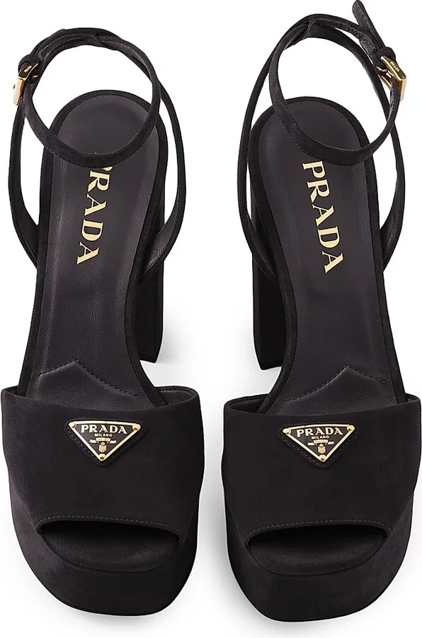 Women's Suede Platform Sandals - Black - Size 9 - Image 2