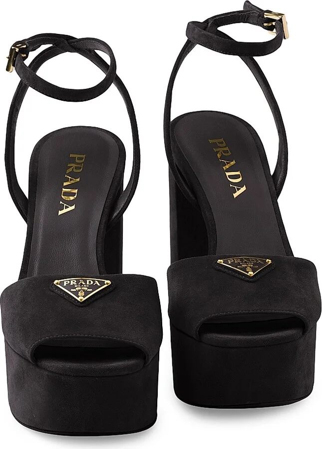 Women's Suede Platform Sandals - Black - Size 9 - Image 4