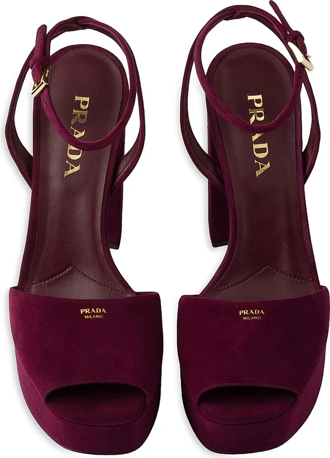 Women's Suede Platform Sandals - Dark Red - Size 6 - Image 2