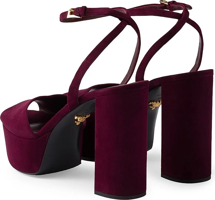 Women's Suede Platform Sandals - Dark Red - Size 6 - Image 3