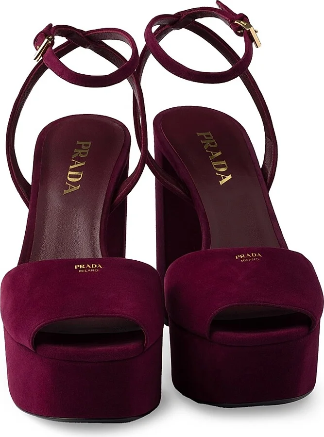 Women's Suede Platform Sandals - Dark Red - Size 6 - Image 4