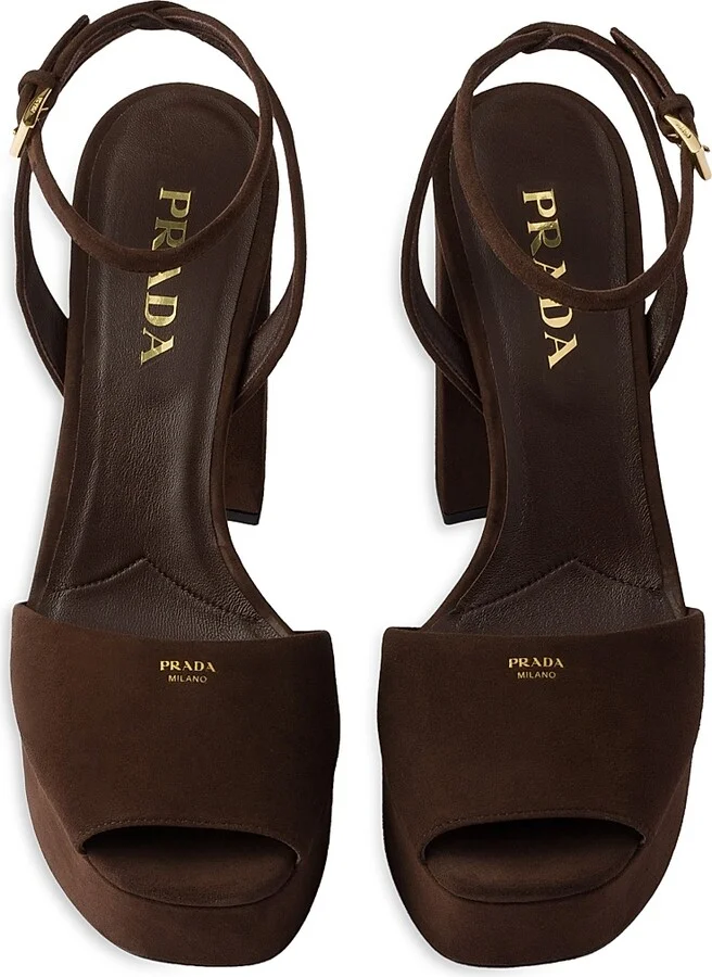 Women's Suede Platform Sandals - Dark Red - Size 6 - Image 6