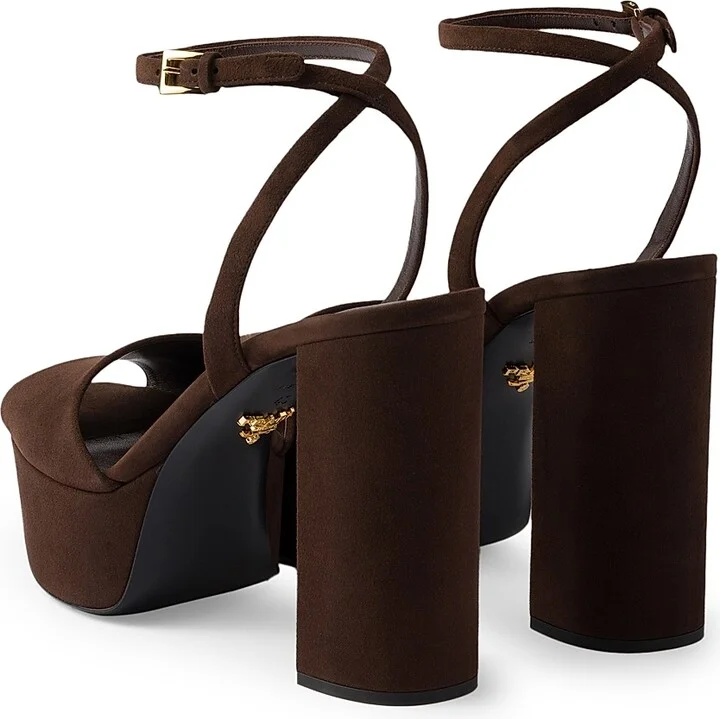 Women's Suede Platform Sandals - Dark Red - Size 6 - Image 7