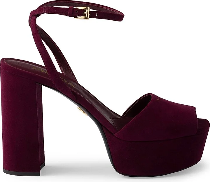 Women's Suede Platform Sandals - Dark Red - Size 6