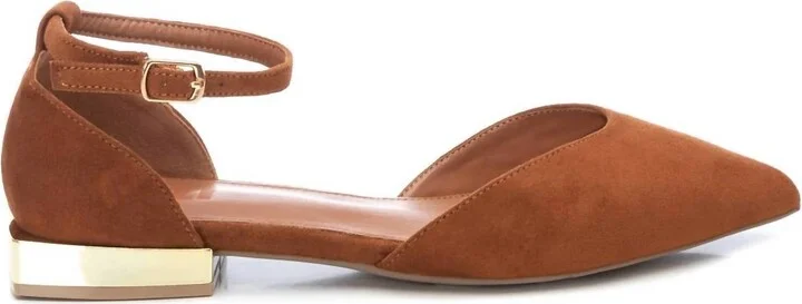 Women's Suede Pointy Toe Ballet Flats In Medium Brown