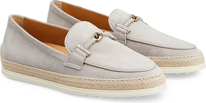 Women's Suede & Raffia Loafers - Grigio Vapore - Size 6 - Image 2