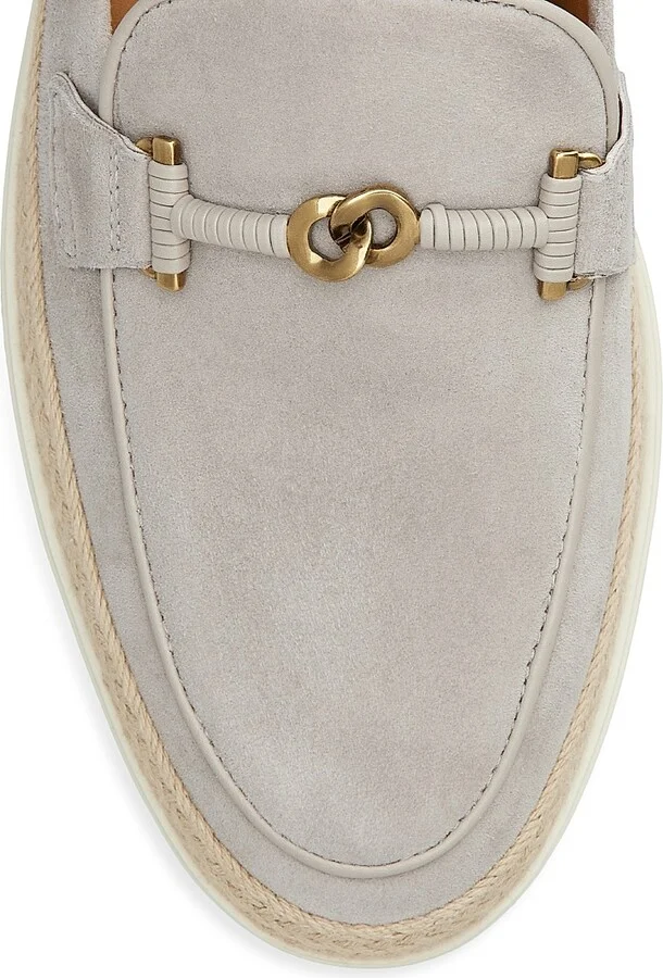 Women's Suede & Raffia Loafers - Grigio Vapore - Size 6 - Image 4