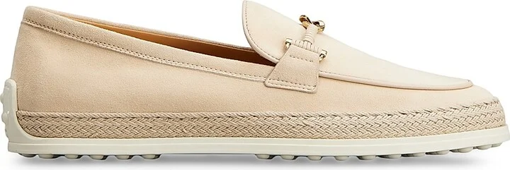 Women's Suede & Raffia Loafers - Naturale - Size 6