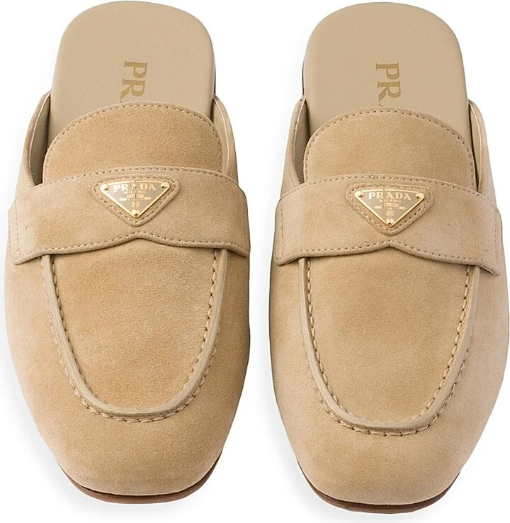 Women's Suede Sabots Mules - Beige Khaki - Size 5 - Image 2