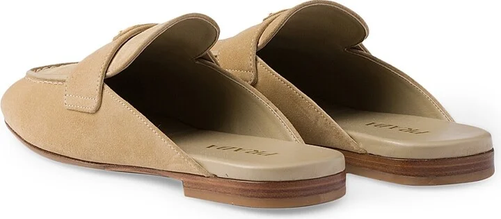 Women's Suede Sabots Mules - Beige Khaki - Size 5 - Image 3