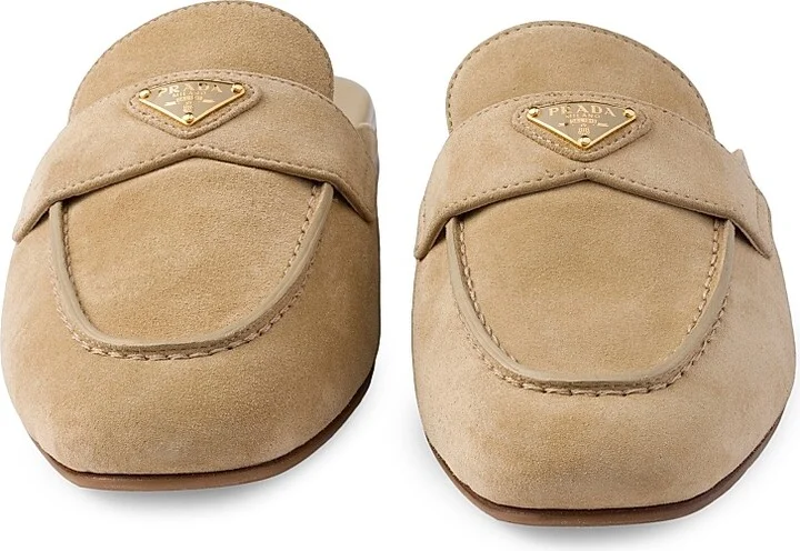 Women's Suede Sabots Mules - Beige Khaki - Size 5 - Image 4